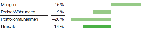 Oil & Gas – Umsatzeinflüsse (Balkendiagramm)