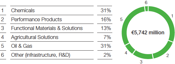 Additions to property, plant and equipment by segment in 2015 (pie chart)