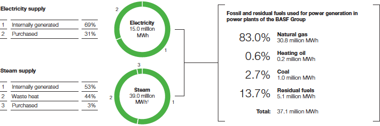 Energy supply of the BASF Group 2015 (pie chart)