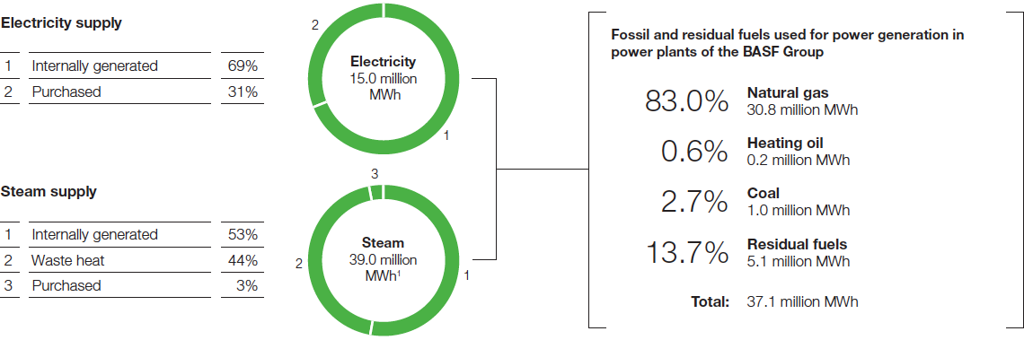 Energy supply of the BASF Group 2015 (pie chart)