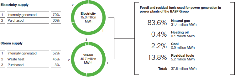 Energy supply of the BASF Group 2016 (pie chart)