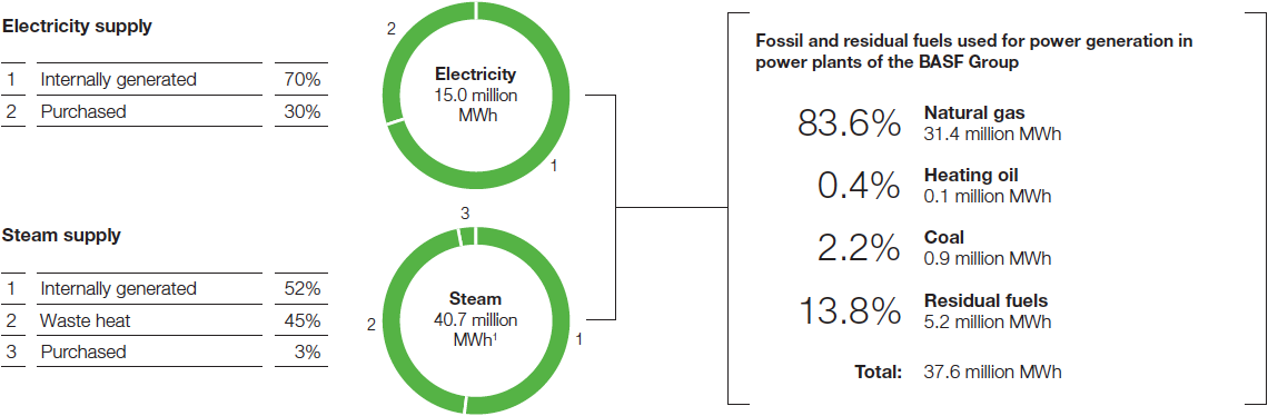 Energy supply of the BASF Group 2016 (pie chart)