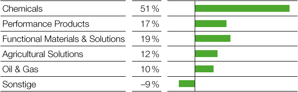 Anteil der Segmente am EBIT vor Sondereinflüssen (Balkendiagramm)