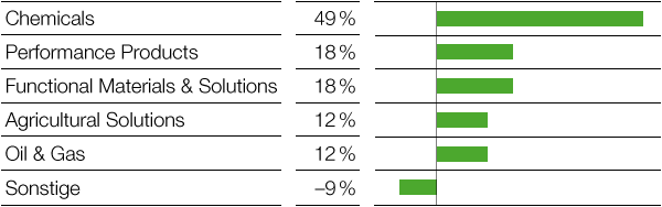 Anteil der Segmente am EBIT (Balkendiagramm)