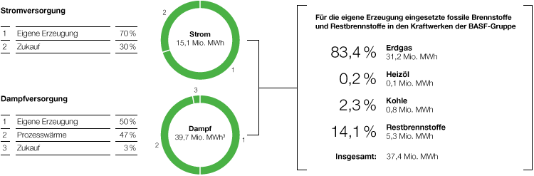 Energieversorgung der BASF-Gruppe 2017 (Tortendiagramm)