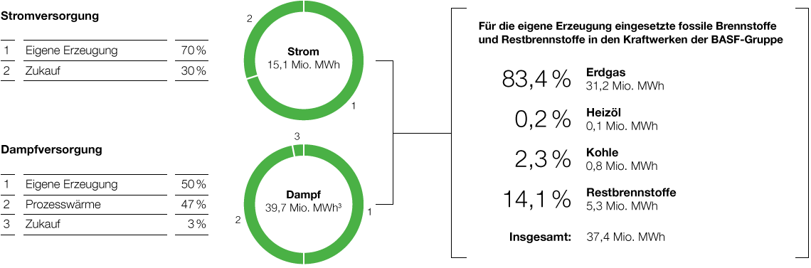 Energieversorgung der BASF-Gruppe 2017 (Tortendiagramm)