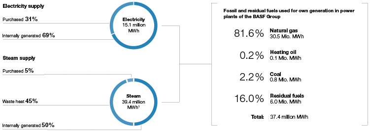Energy supply of the BASF Group 2018 (bar chart)
