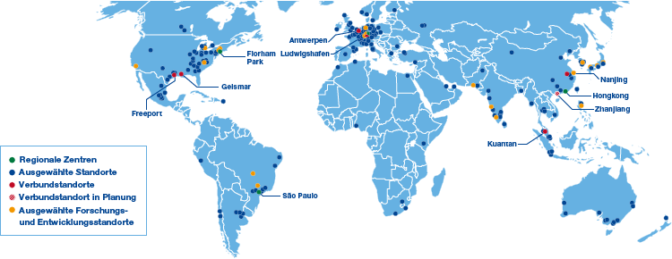 Standorte von BASF (Weltkarte)