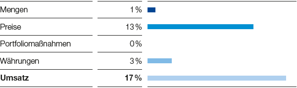 Surface Technologies – Umsatzeinflüsse (Balkendiagramm)