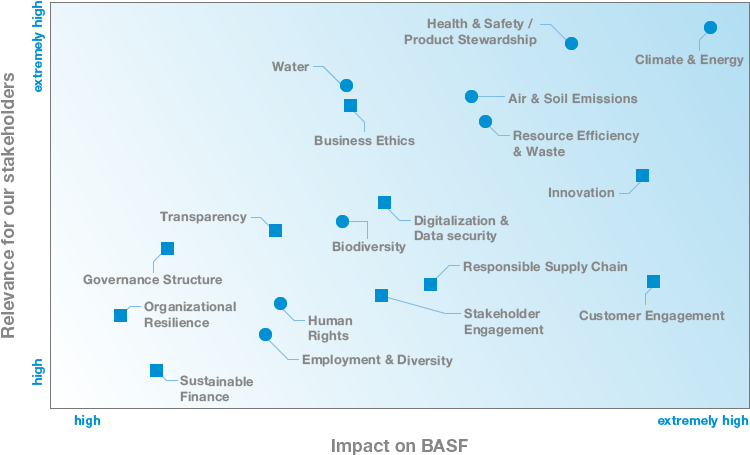 Materiality analysis to identify and assess sustainability topics (graphic)