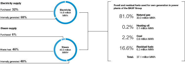 Energy supply of the BASF Group 2019 (pie chart)