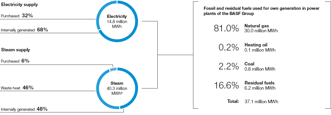Energy supply of the BASF Group 2019 (pie chart)